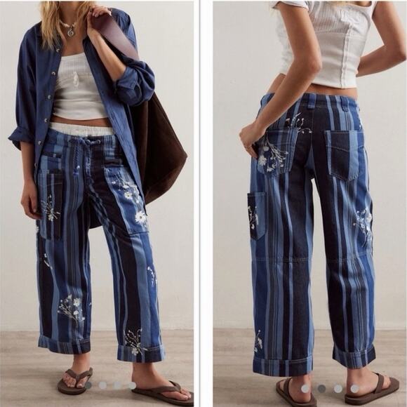 Free People Denim - Free People We The Free Cove Crop Pull On Jeans Size Small Button Fly Beach Boho
